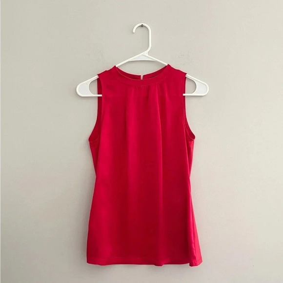 Karen Millen red silk blouse sleeveless size 2 party career - Picture 1 of 10